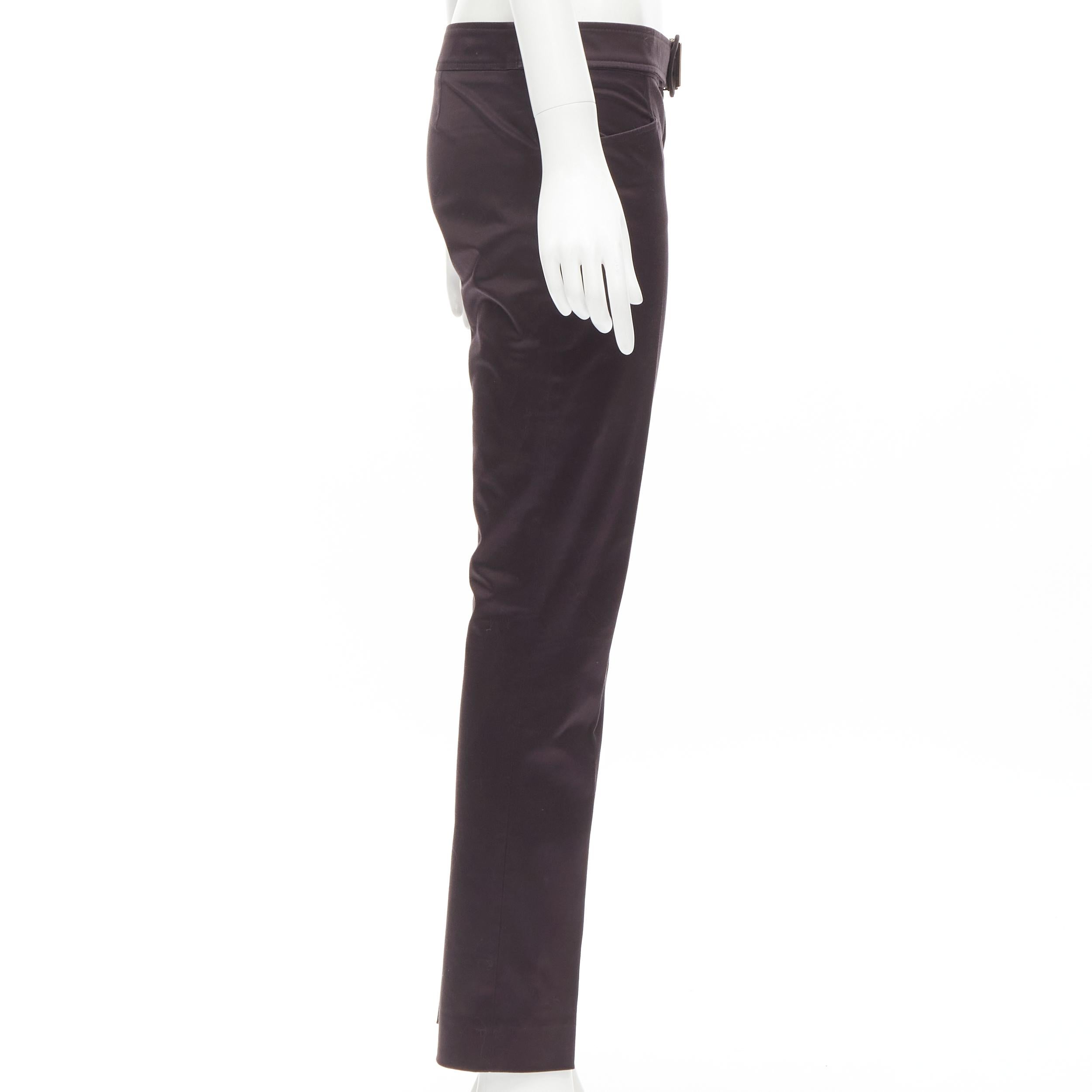 Women's GUCCI Tom Ford Vintage black gold buckle minimalist trousers IT38 XS For Sale