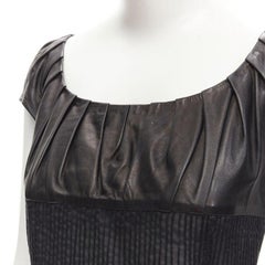 GUCCI TOM FORD Vintage Schwarzes Oberteil aus Leder mit durchsichtiger Taille und Falten S