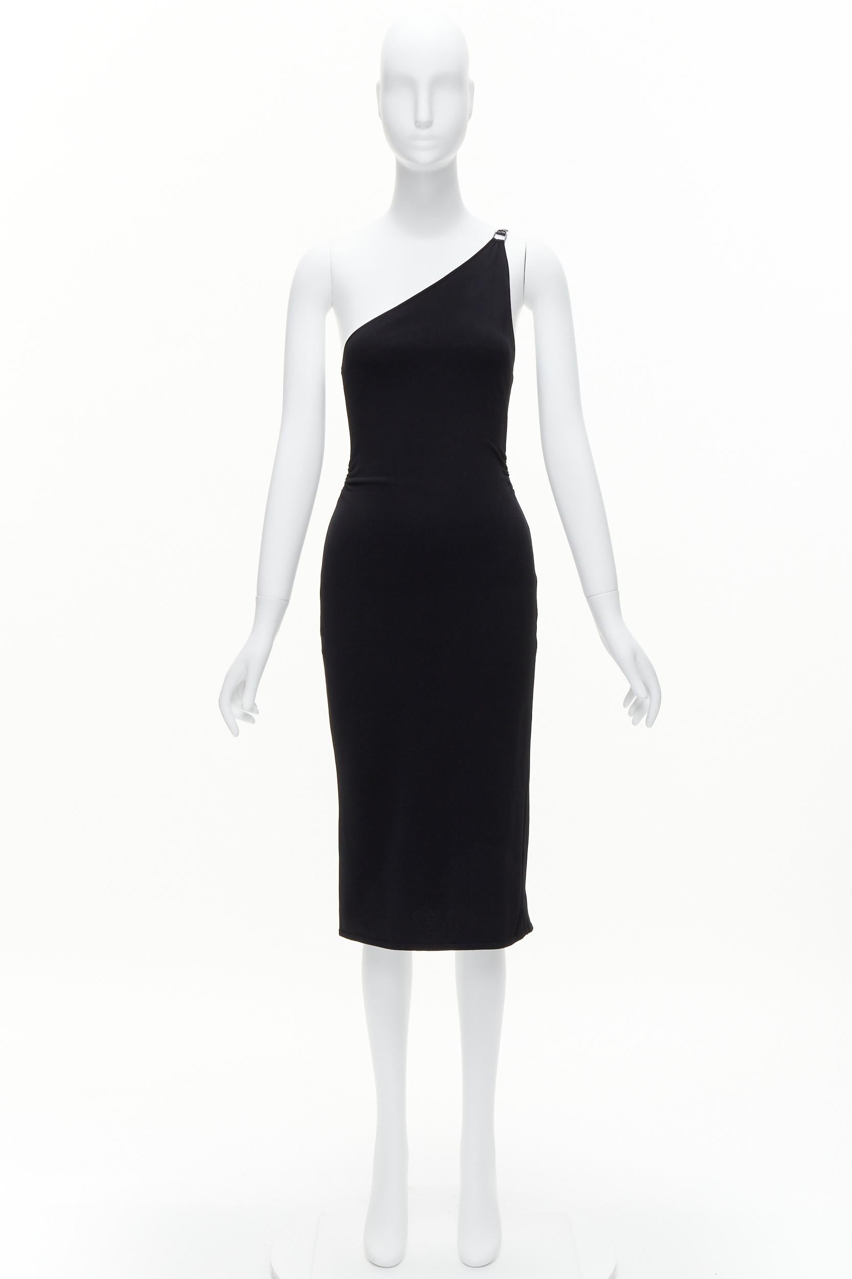 GUCCI Tom ford Vintage Schwarzes Bodycon-Kleid mit Lederriemen und G-Schnalle aus Jersey S im Angebot 7