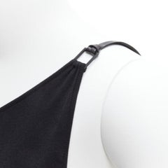 GUCCI Tom ford Vintage black leather strap G buckle jersey bodycon dress S