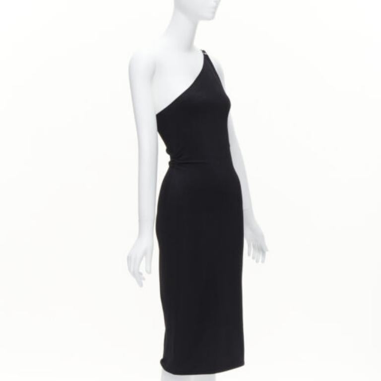 GUCCI Tom ford Vintage Schwarzes Bodycon-Kleid mit Lederriemen und G-Schnalle aus Jersey S im Zustand „Hervorragend“ im Angebot in Hong Kong, NT
