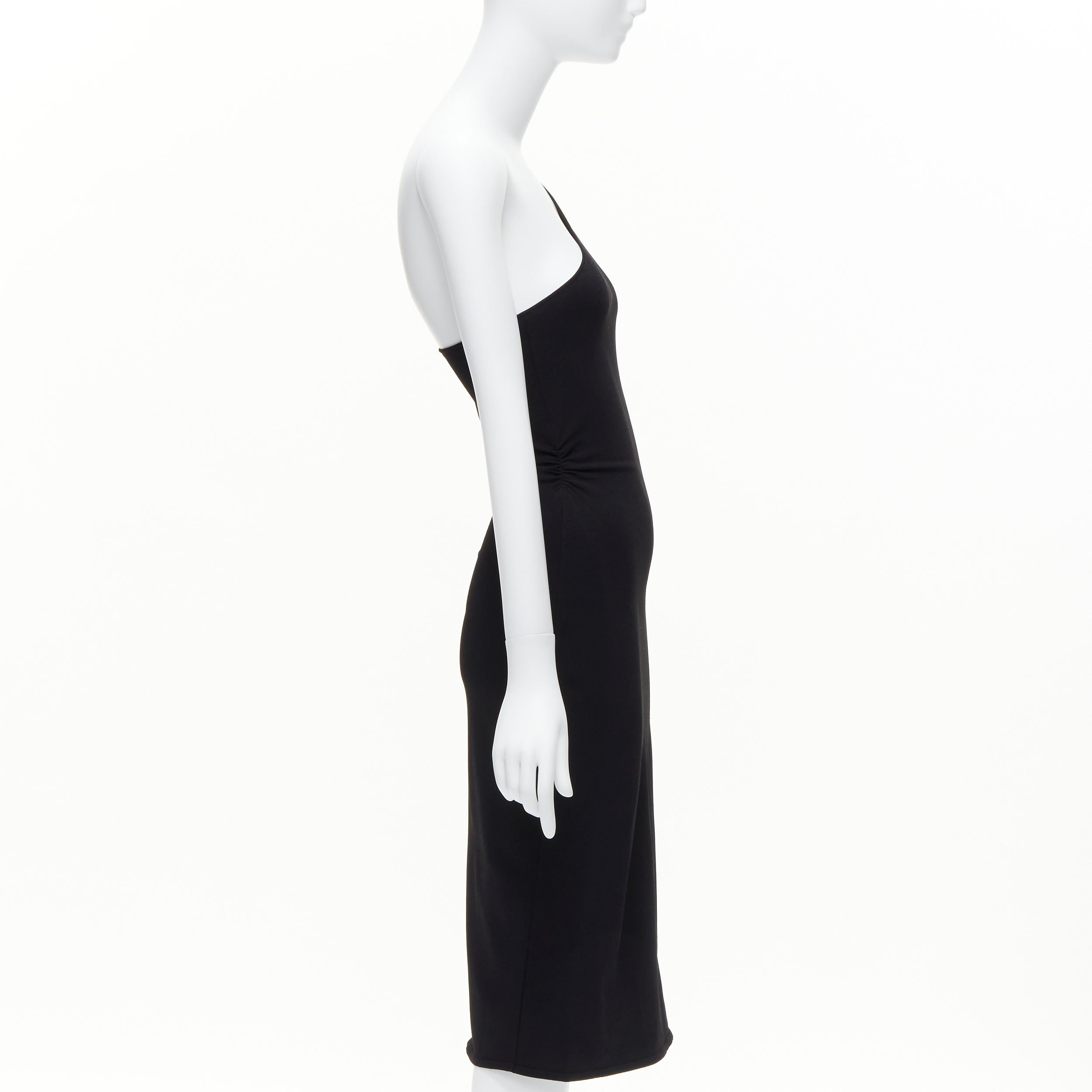 GUCCI Tom ford Vintage Schwarzes Bodycon-Kleid mit Lederriemen und G-Schnalle aus Jersey S Damen im Angebot