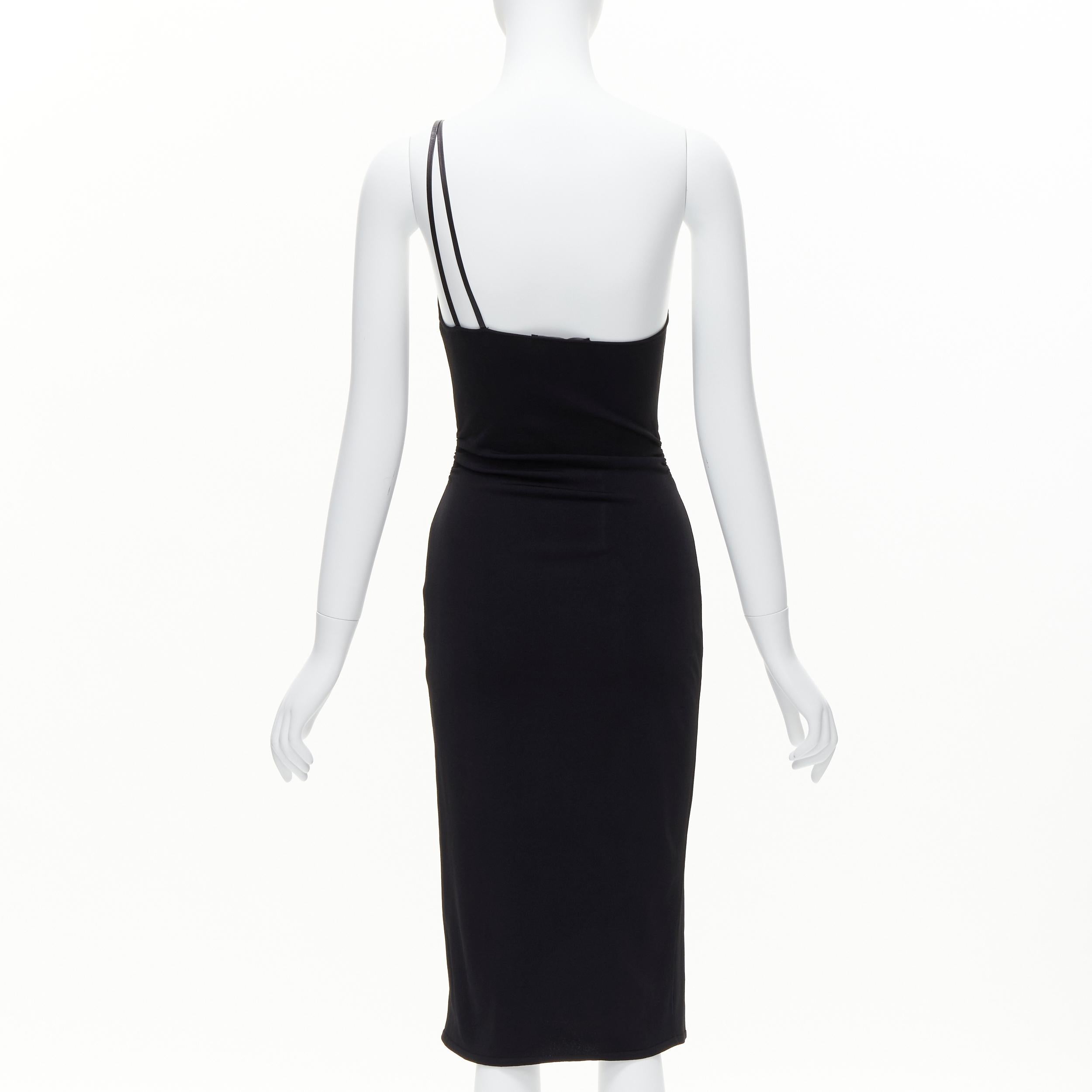 GUCCI Tom ford Vintage Schwarzes Bodycon-Kleid mit Lederriemen und G-Schnalle aus Jersey S im Angebot 1