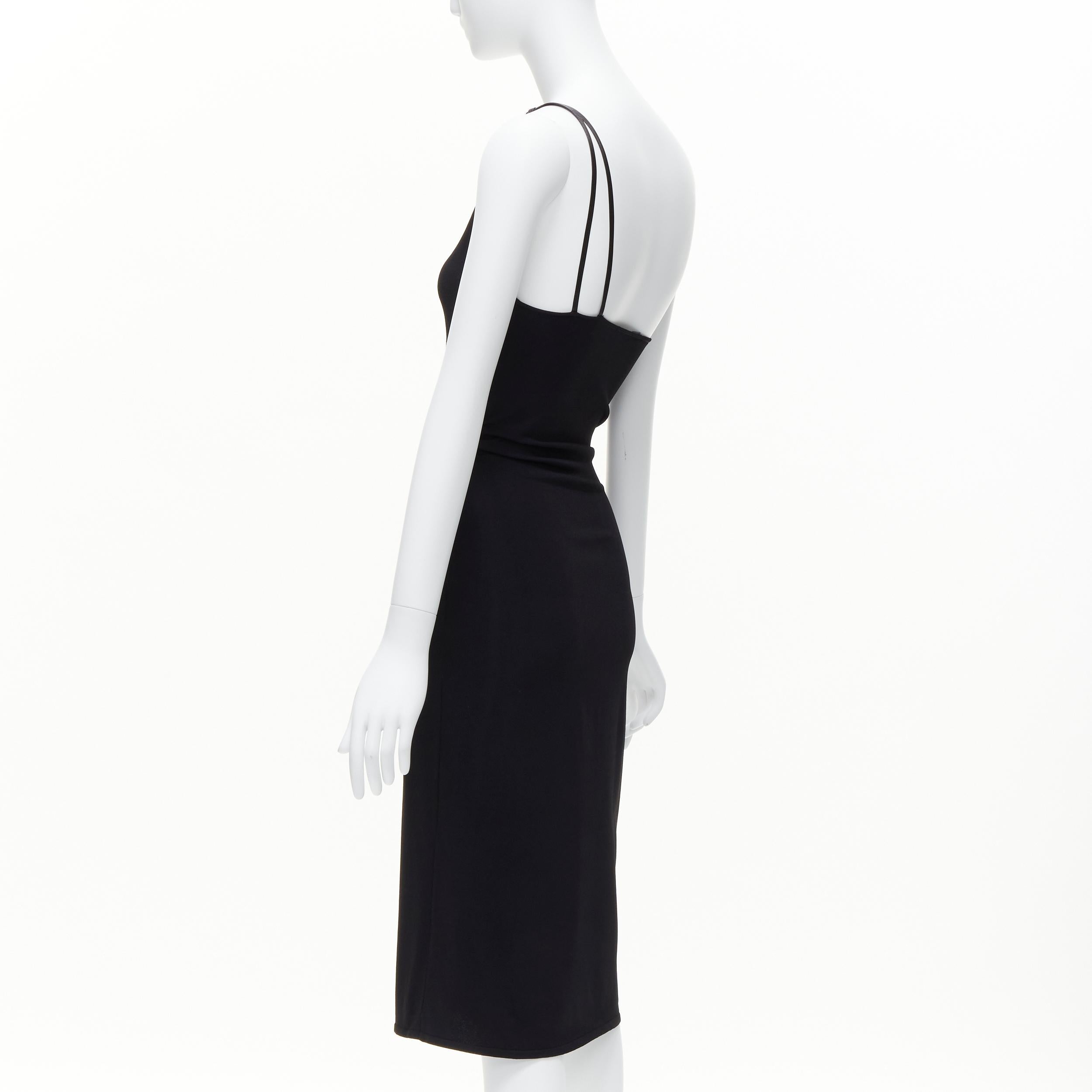GUCCI Tom ford Vintage Schwarzes Bodycon-Kleid mit Lederriemen und G-Schnalle aus Jersey S im Angebot 2