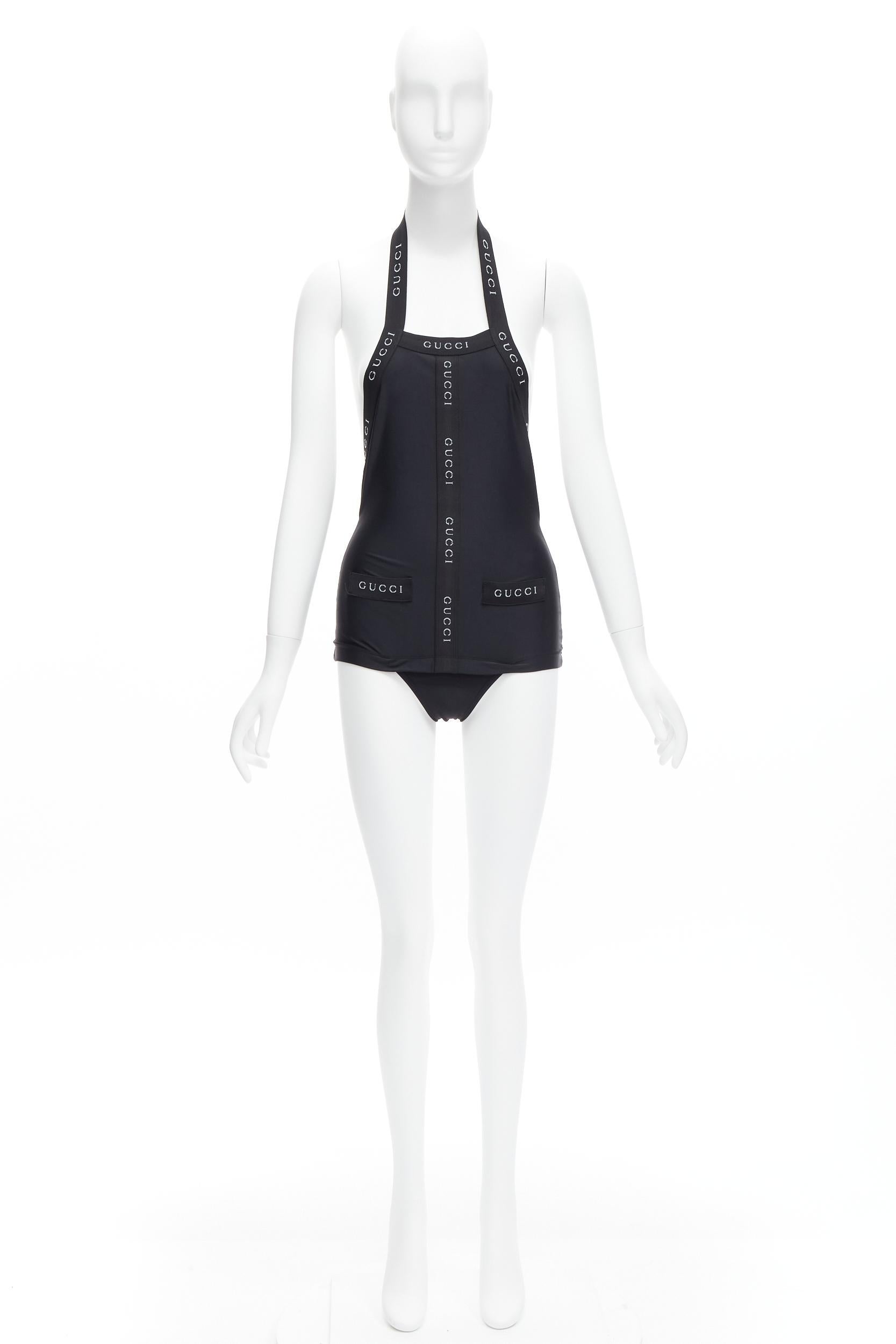 GUCCI Tom Ford Vintage Schwarzes mehrschichtiges Badeanzug mit Logobesatz und schwarzer Logo XS im Angebot 6