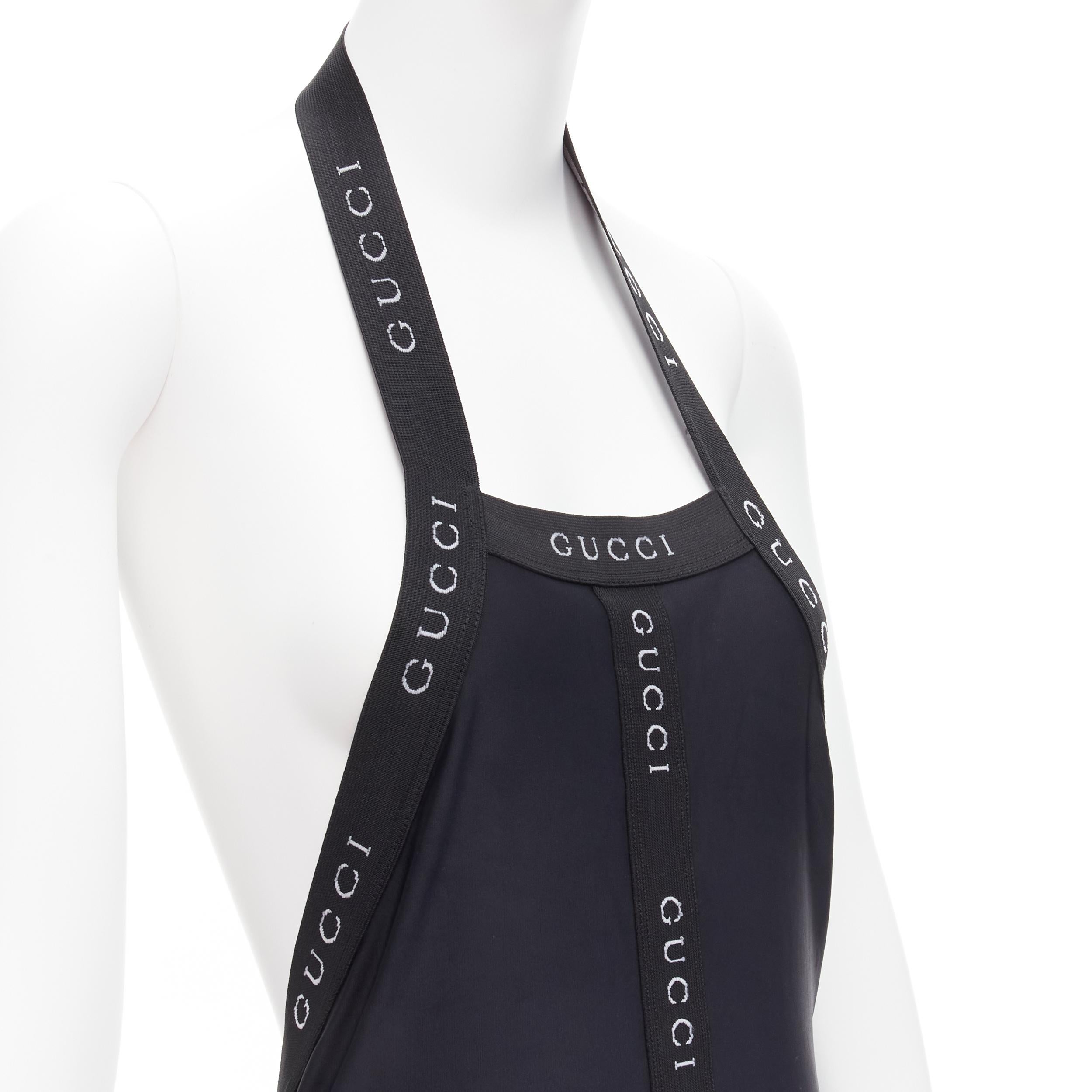 GUCCI Tom Ford Vintage Schwarzes mehrschichtiges Badeanzug mit Logobesatz und schwarzer Logo XS im Angebot 3