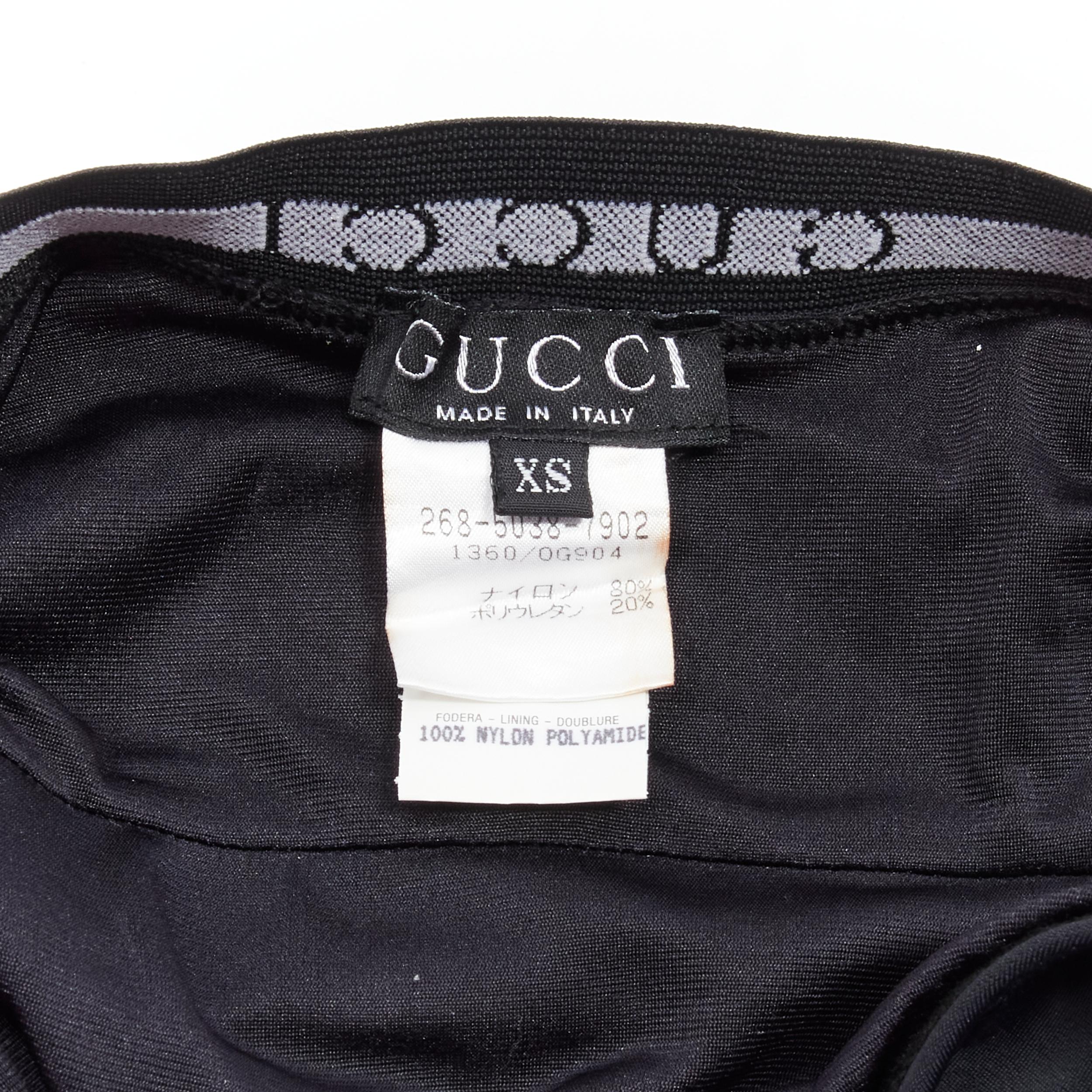 GUCCI Tom Ford Vintage black logo trim halter layered one piece swimwear XS For Sale 5