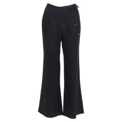 Gucci Tom Ford Vintage Black Minimalistic Charm Tie Waist Wide Leg Pants