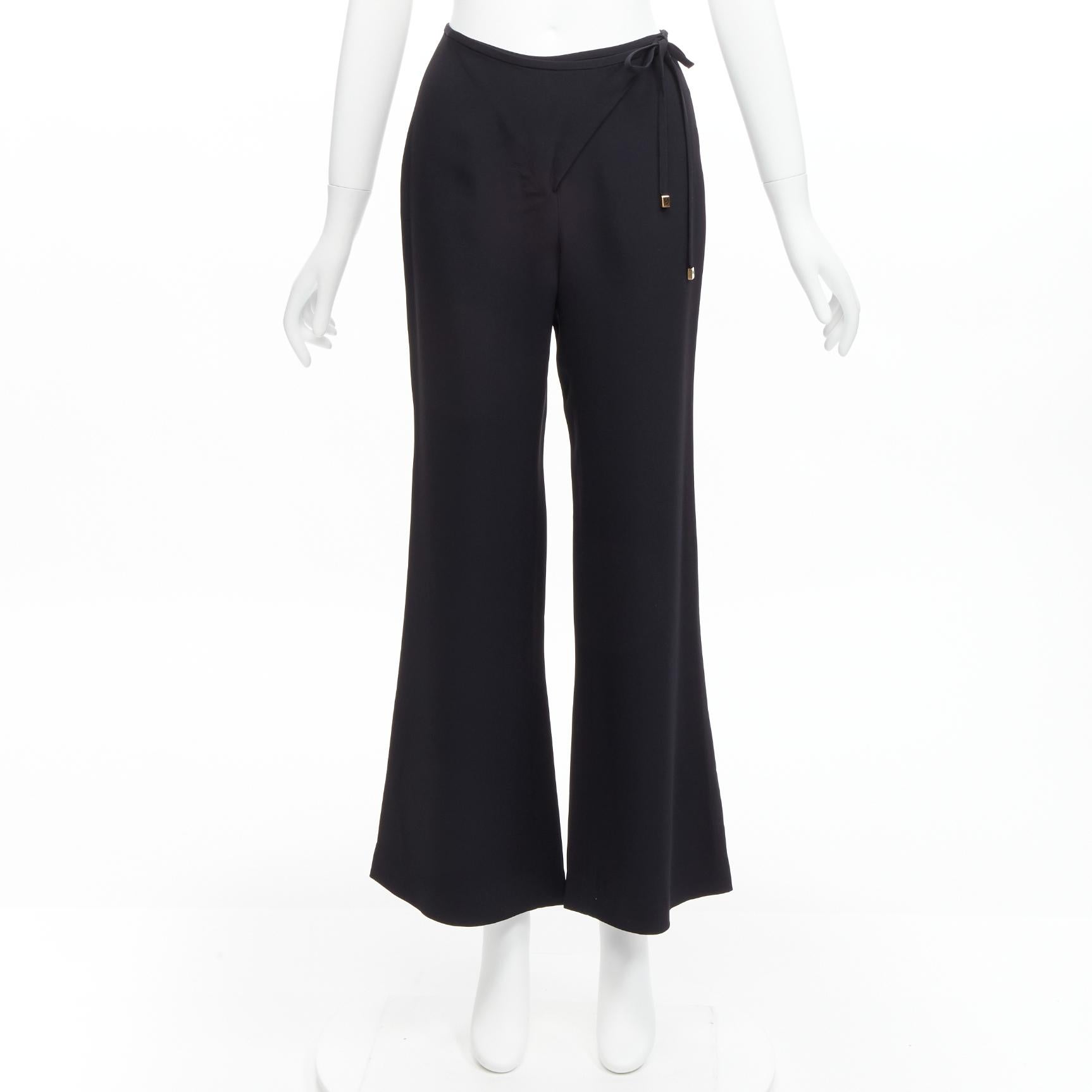 GUCCI Tom Ford Vintage black minimalistic charm tie waist wide leg pants IT40 S For Sale 6