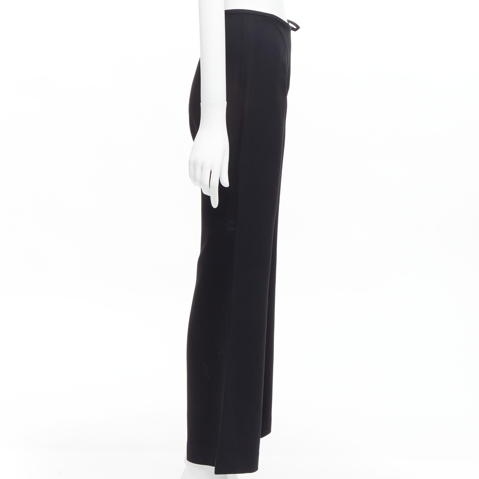 GUCCI Tom Ford Vintage black minimalistic charm tie waist wide leg pants IT40 S In Fair Condition For Sale In Hong Kong, NT