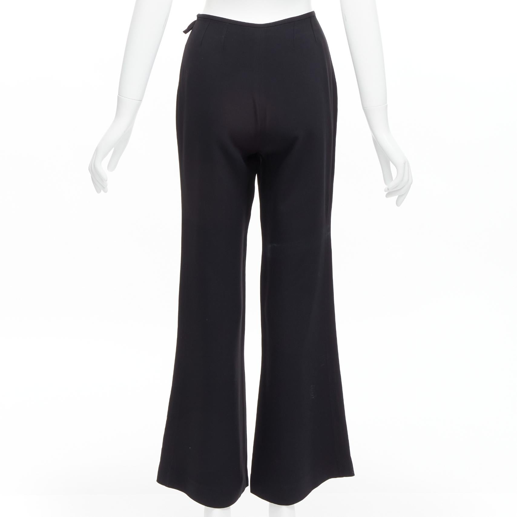 Women's GUCCI Tom Ford Vintage black minimalistic charm tie waist wide leg pants IT40 S For Sale
