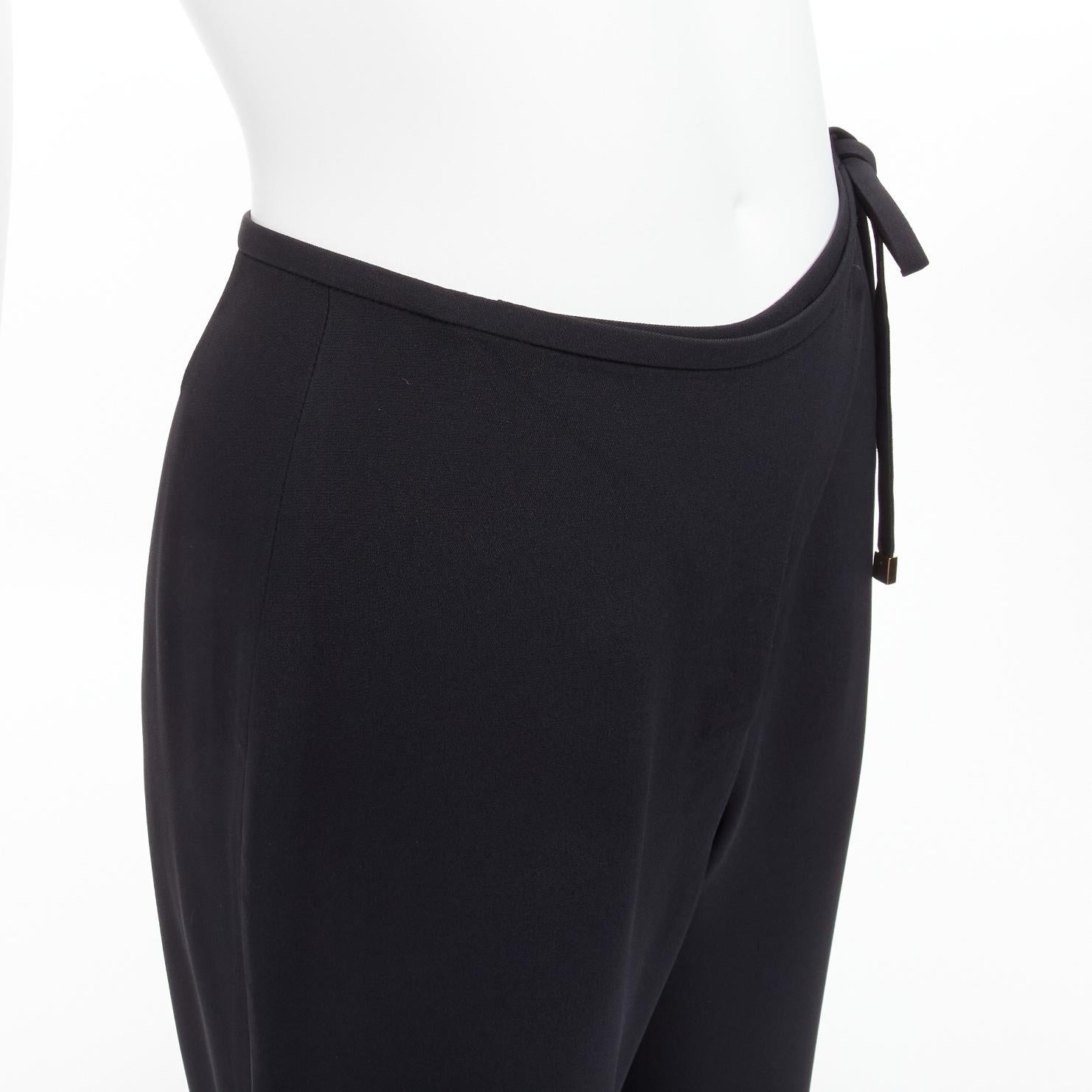 GUCCI Tom Ford Vintage black minimalistic charm tie waist wide leg pants IT40 S For Sale 3