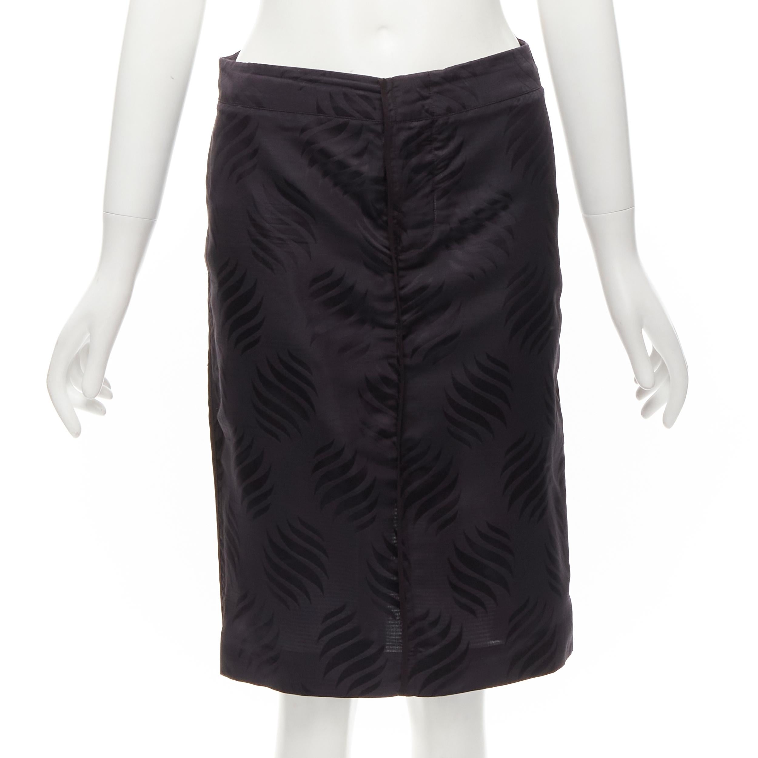 GUCCI Tom Ford Vintage black oriental leaf jacquard blazer skirt suit IT38 XS For Sale 6