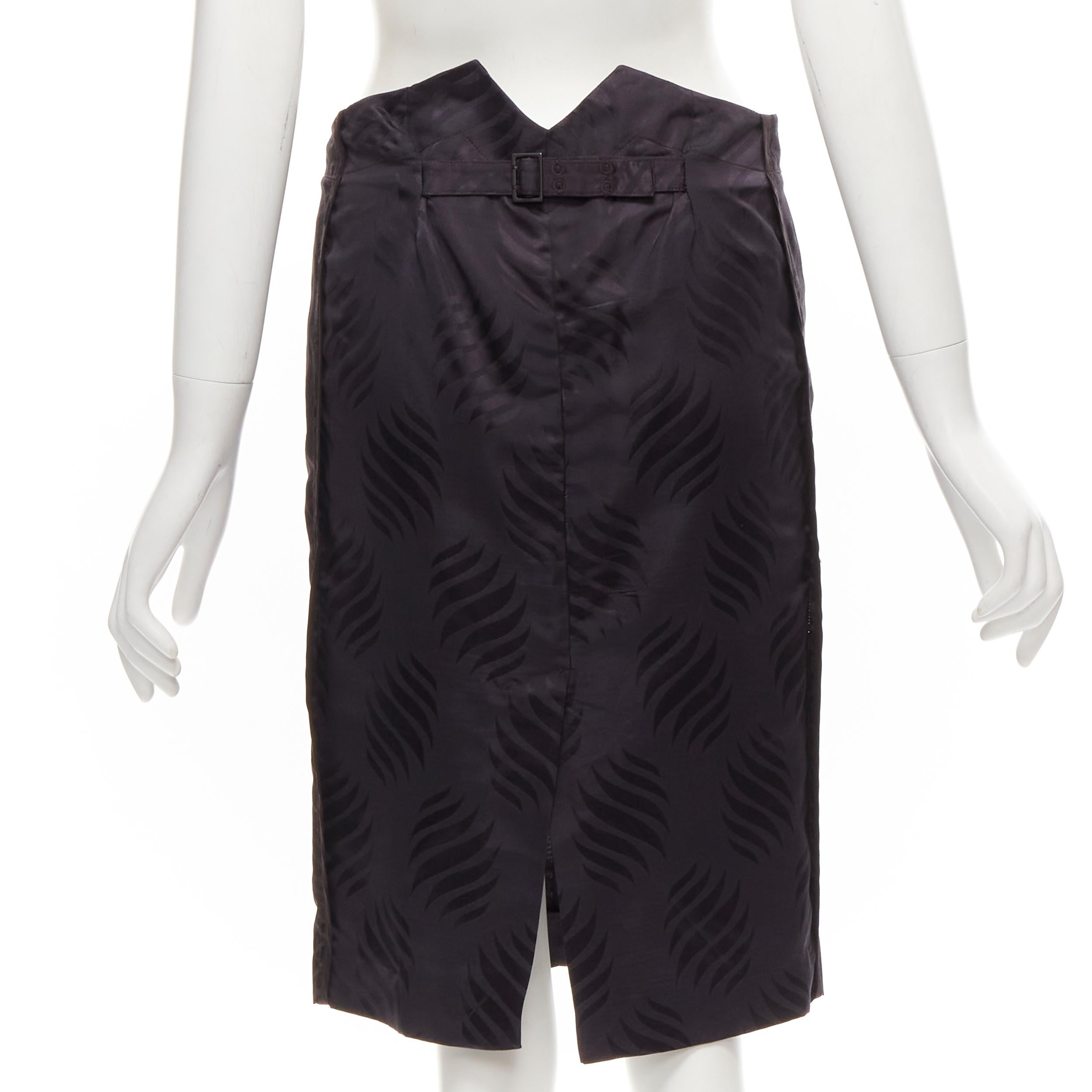 GUCCI Tom Ford Vintage black oriental leaf jacquard blazer skirt suit IT38 XS For Sale 7