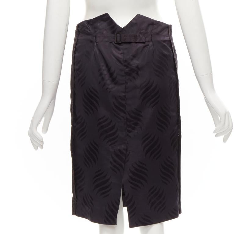 GUCCI Tom Ford Vintage black oriental leaf jacquard blazer skirt suit IT38 XS For Sale 7