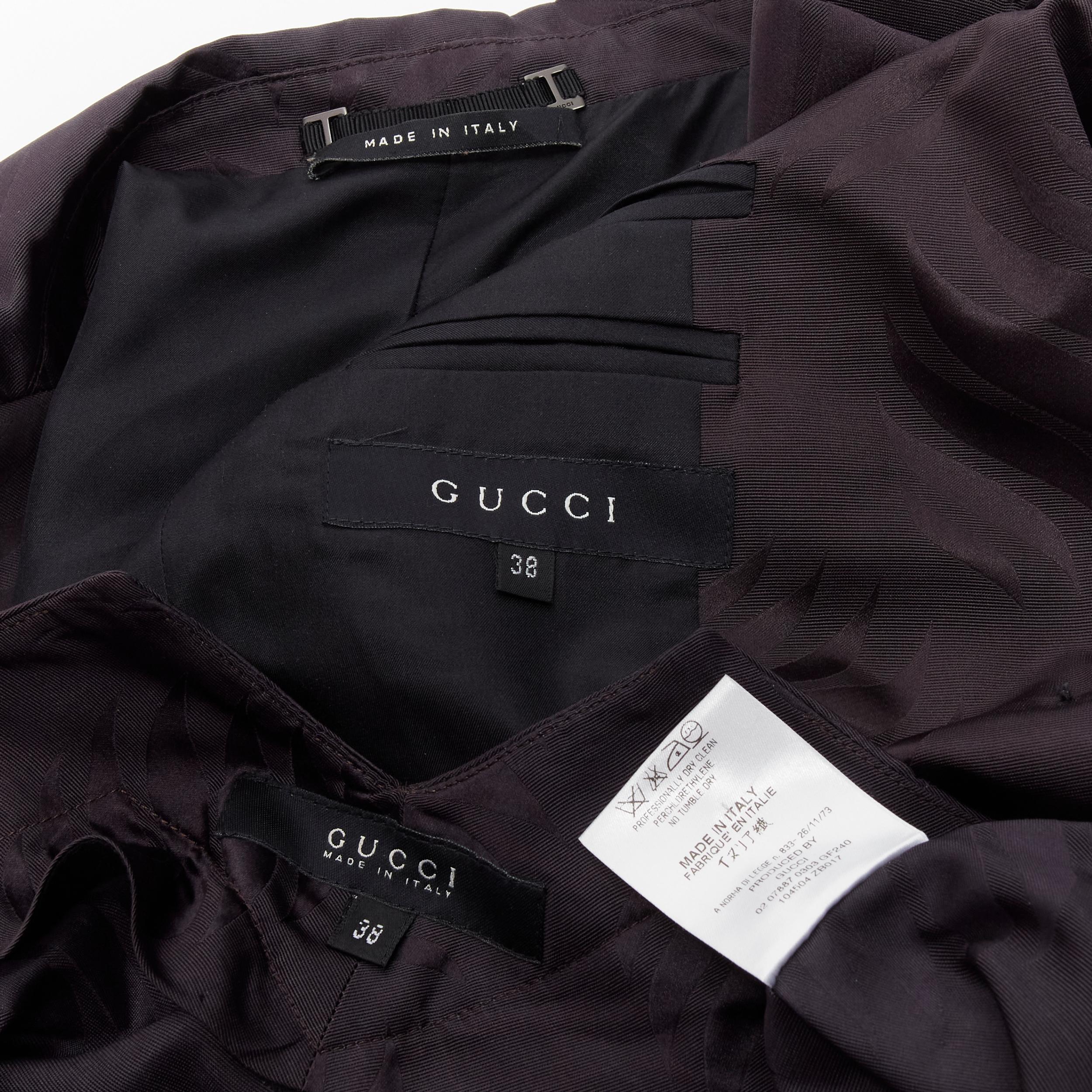 GUCCI Tom Ford Vintage black oriental leaf jacquard blazer skirt suit IT38 XS For Sale 8