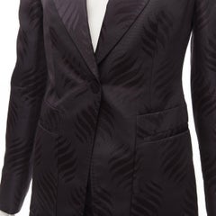 GUCCI Tom Ford Vintage black oriental leaf jacquard blazer skirt suit IT38 XS