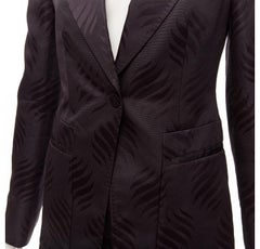 GUCCI Tom Ford Vintage black oriental leaf jacquard blazer skirt suit IT38 XS