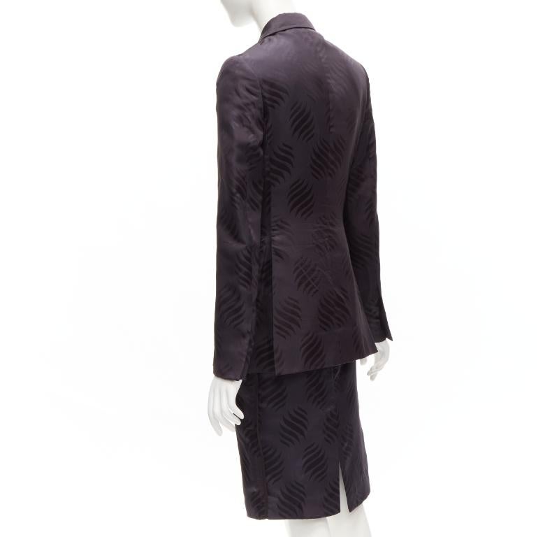 GUCCI Tom Ford Vintage black oriental leaf jacquard blazer skirt suit IT38 XS For Sale 2