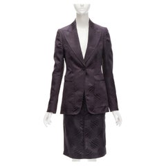 Gucci - Combinaison jupe blazer vintage en jacquard à feuilles d'Orient noire, taille IT 38 XS