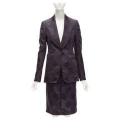 GUCCI Tom Ford Vintage nero foglie orientali jacquard blazer gonna abito IT38 XS