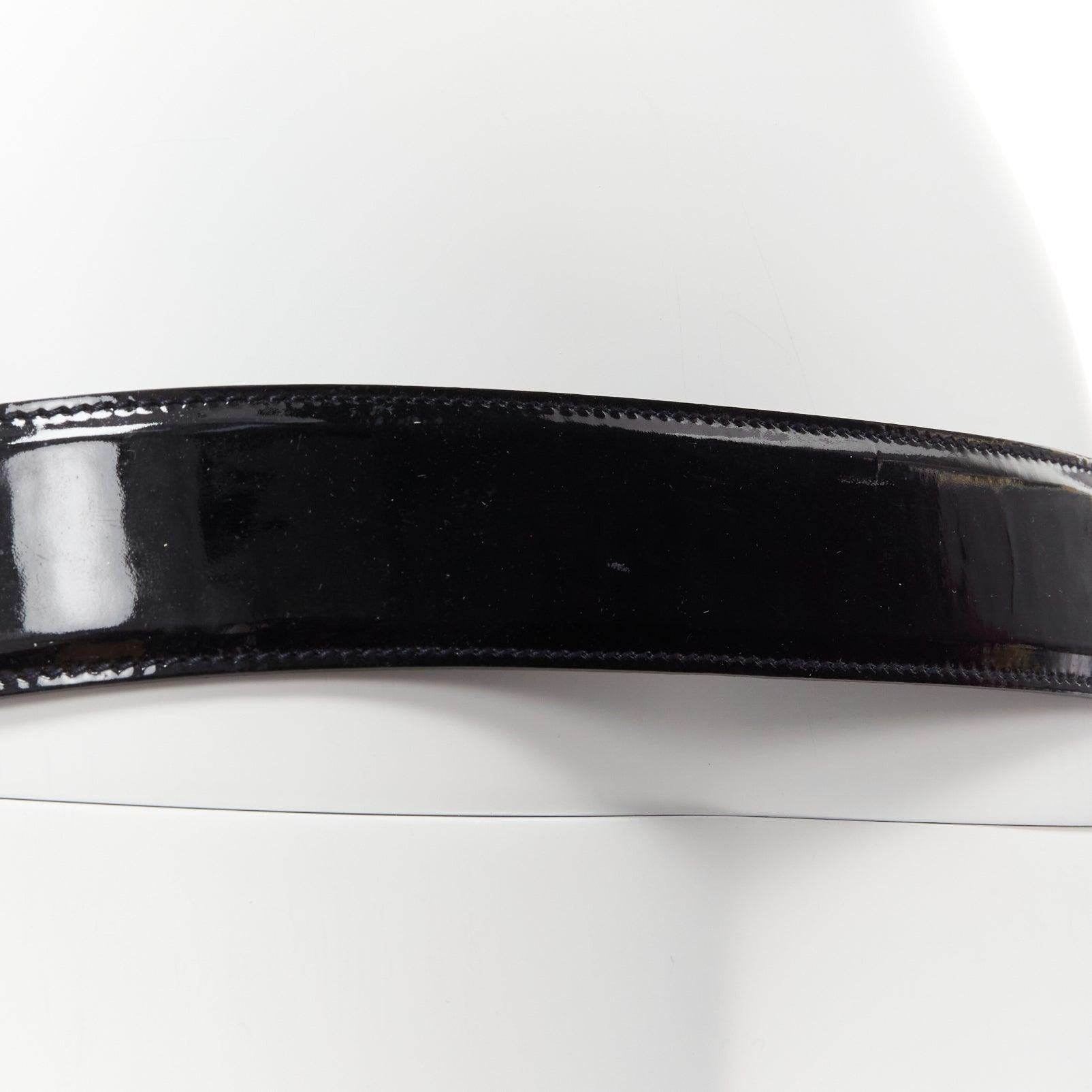 GUCCI Tom Ford Vintage black patent GG logo Horsebit buckle belt 3