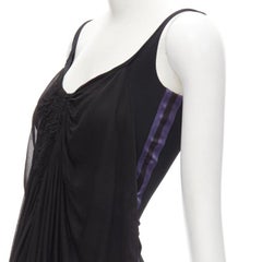 GUCCI TOM FORD Vintage black ruched gathered draped purple web tank XS