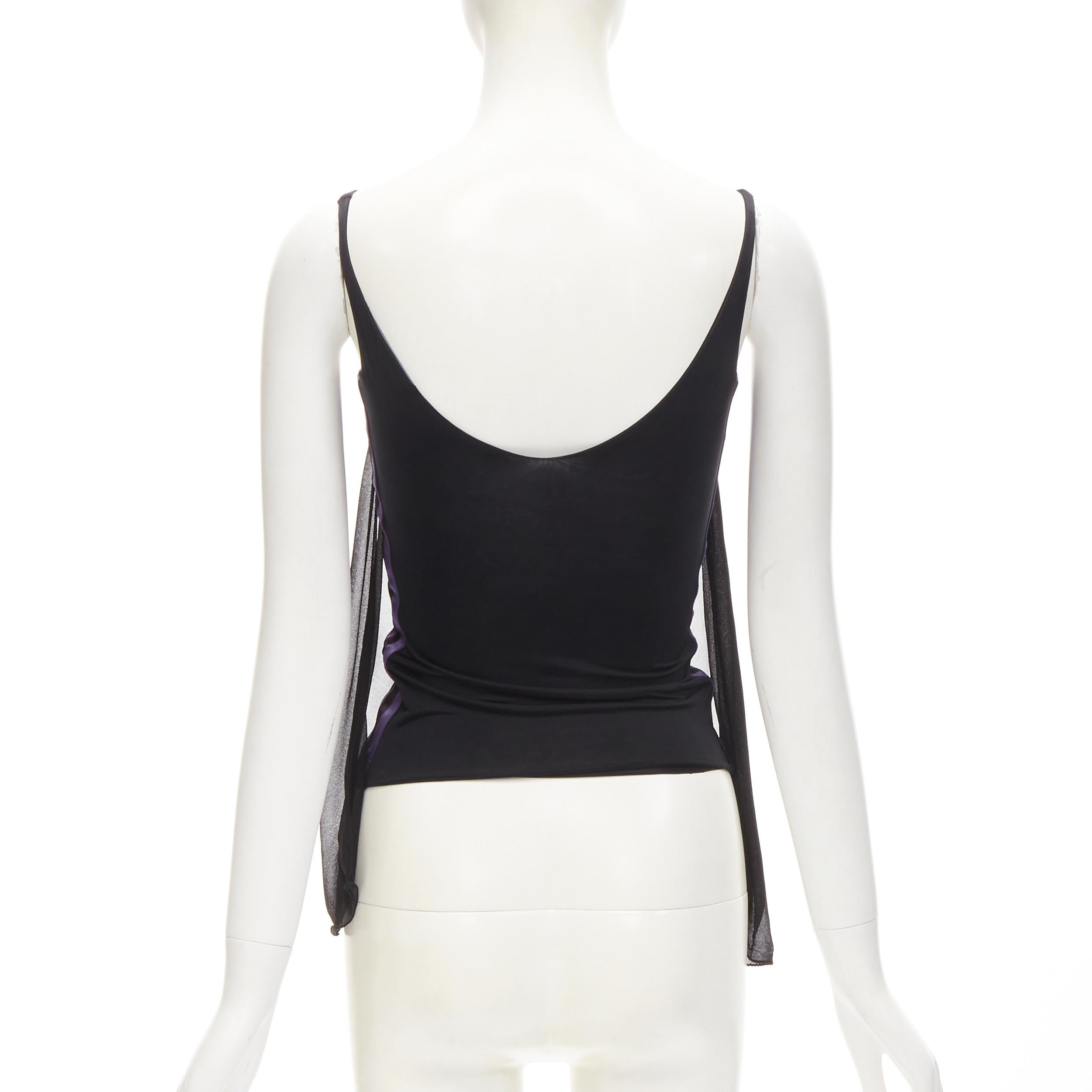 GUCCI TOM FORD Vintage black ruched gathered draped purple web tank XS For Sale 1