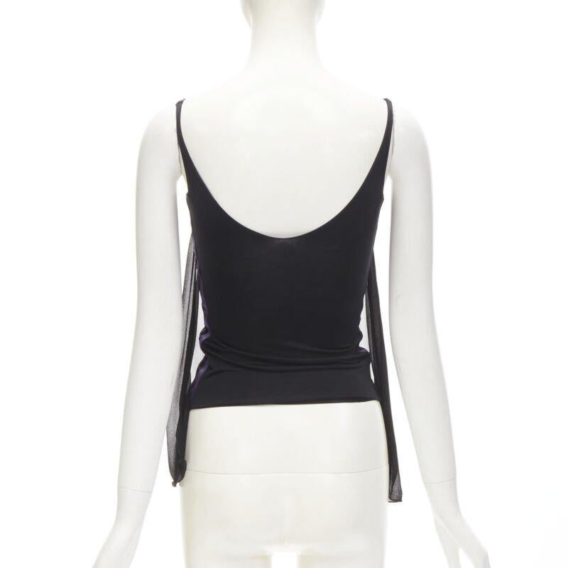 Women's GUCCI TOM FORD Vintage black ruched gathered draped purple web tank XS For Sale