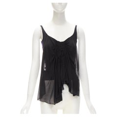 GUCCI TOM FORD Vintage black ruched gathered draped purple web tank XS