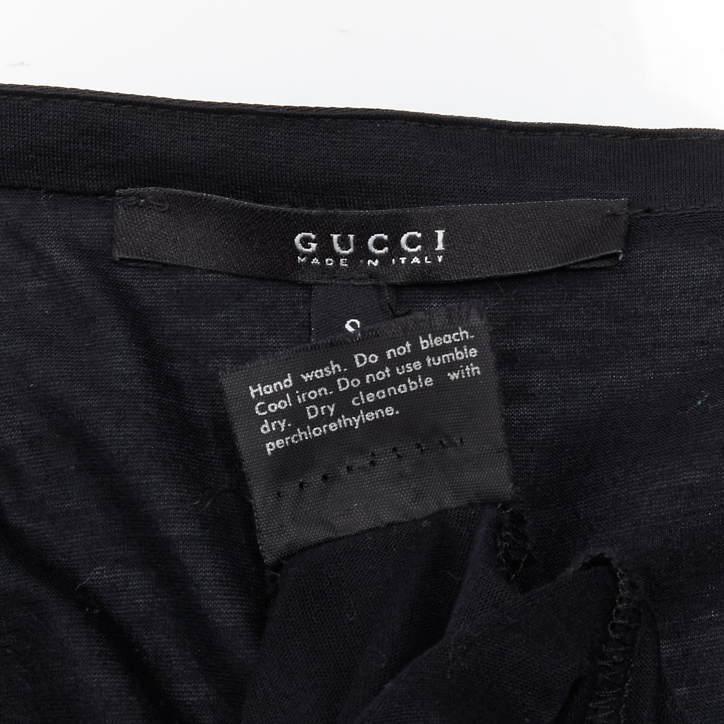 GUCCI Tom Ford Vintage black ruffle front velvet trim GG logo bell sleeves top S 4