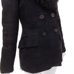 GUCCI Tom Ford Vintage black shearling double breasted coat IT42 M