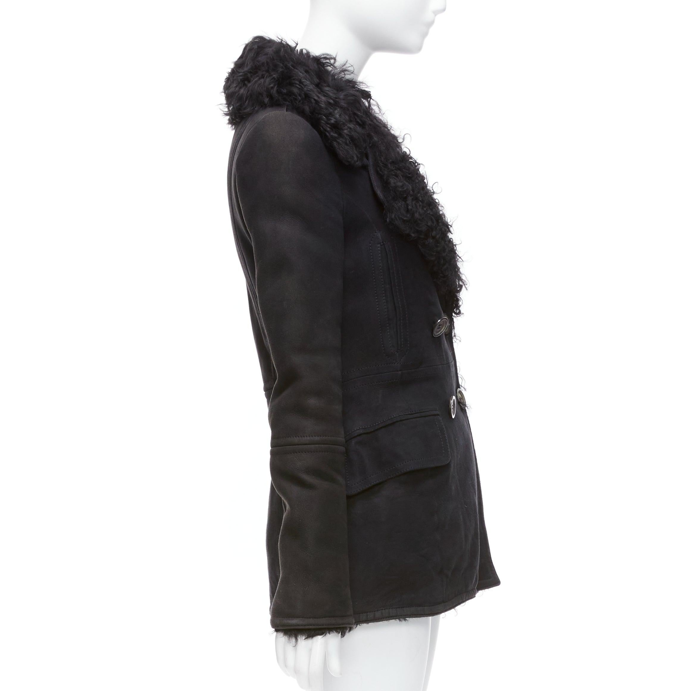 Women's GUCCI Tom Ford Vintage black shearling double breasted coat IT42 M For Sale