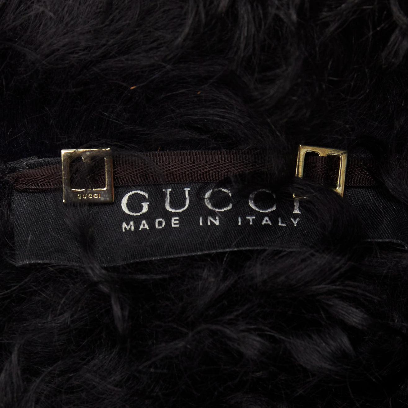GUCCI Tom Ford Vintage black shearling double breasted coat IT42 M For Sale 4