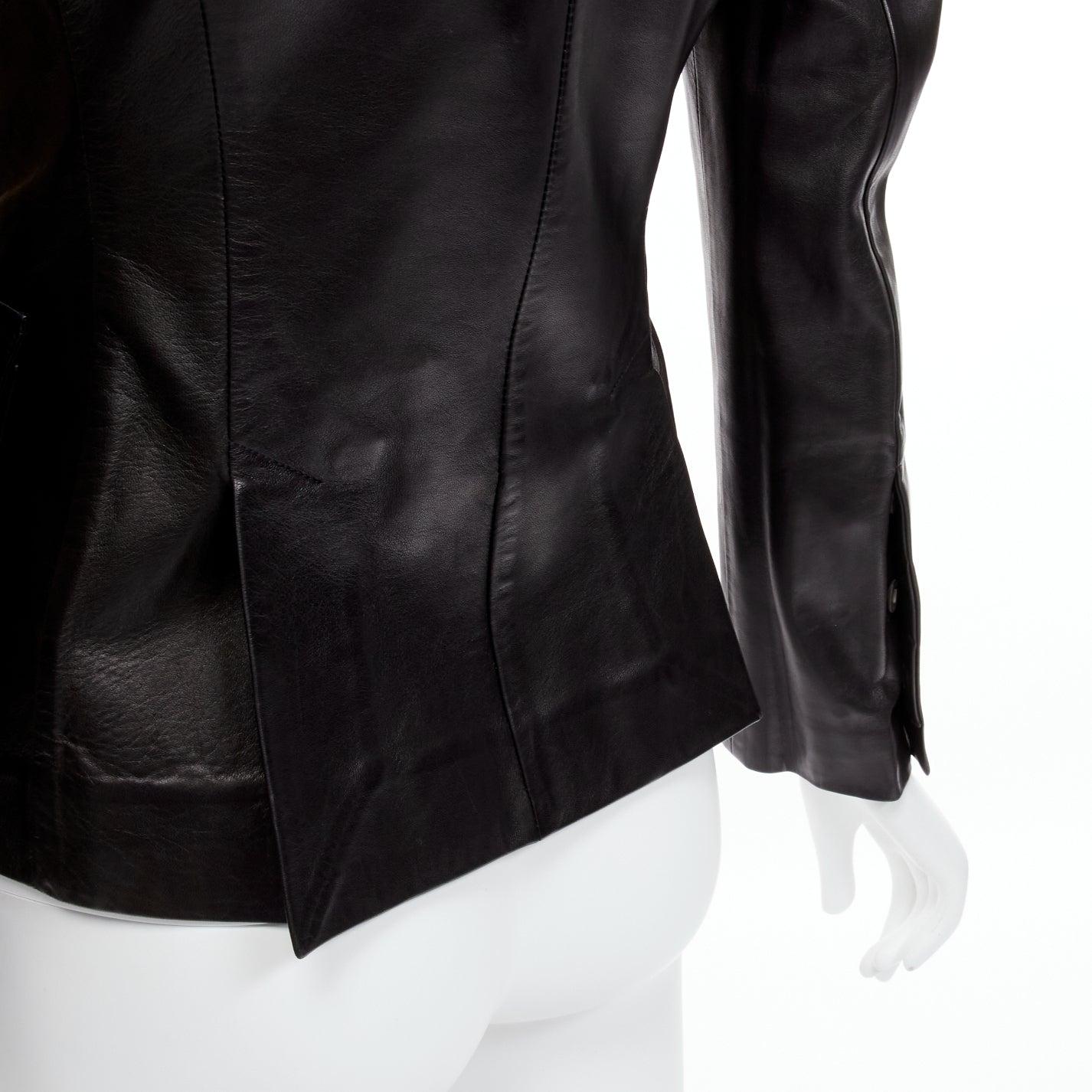 GUCCI Tom Ford Vintage black soft leather utility flap pockets fitted jacket IT3 For Sale 5