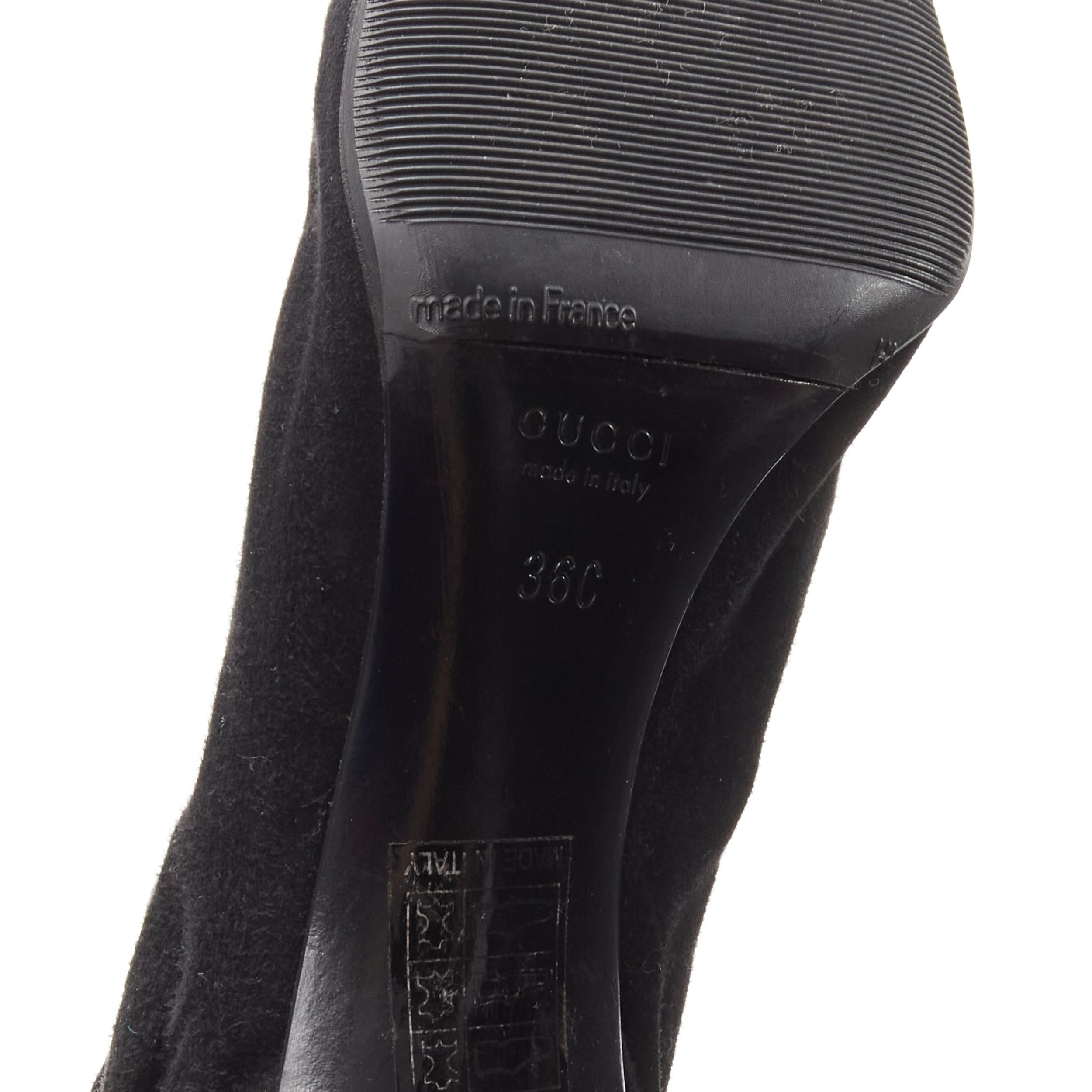 GUCCI - Bottines vintage Tom Ford en daim noir froncé avec cravate à bouts noués EU36C en vente 6