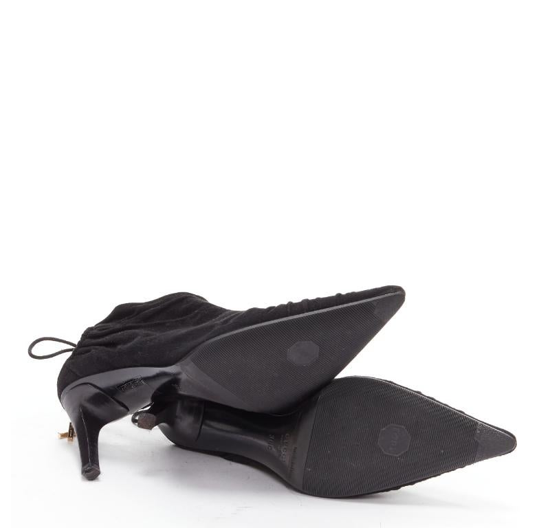 GUCCI Tom Ford Vintage black suede leather ruched toe tie back bootie EU36C 6