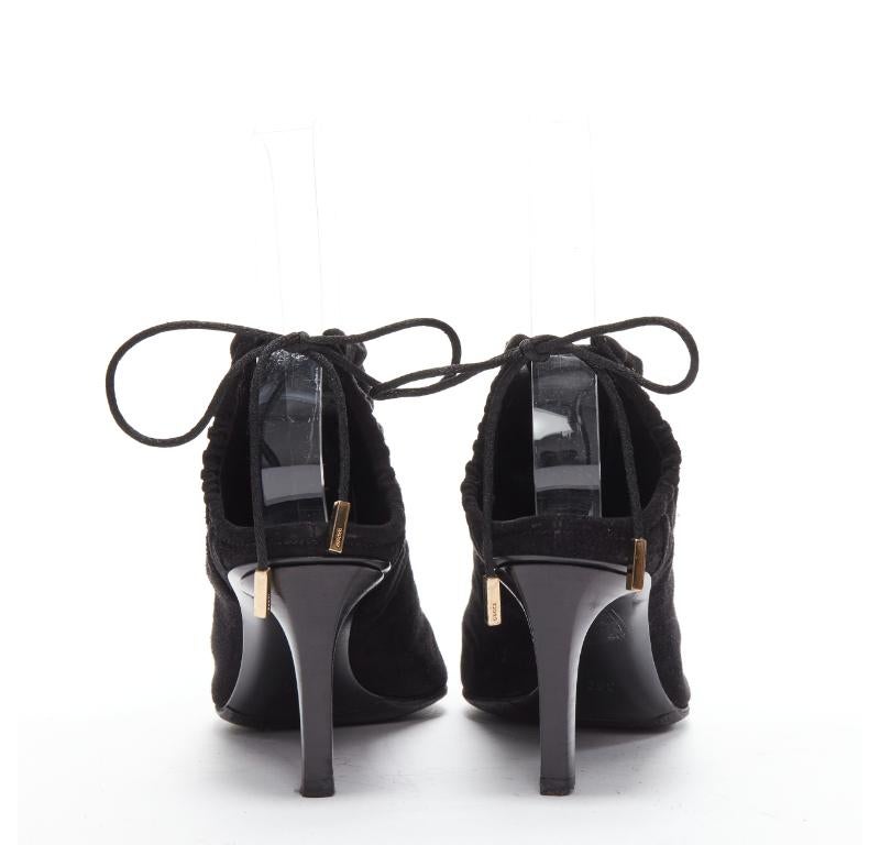 GUCCI Tom Ford Vintage black suede leather ruched toe tie back bootie EU36C 1