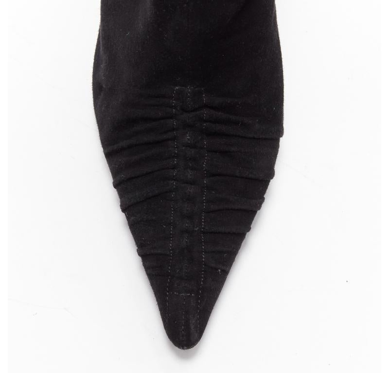 GUCCI Tom Ford Vintage black suede leather ruched toe tie back bootie EU36C 2