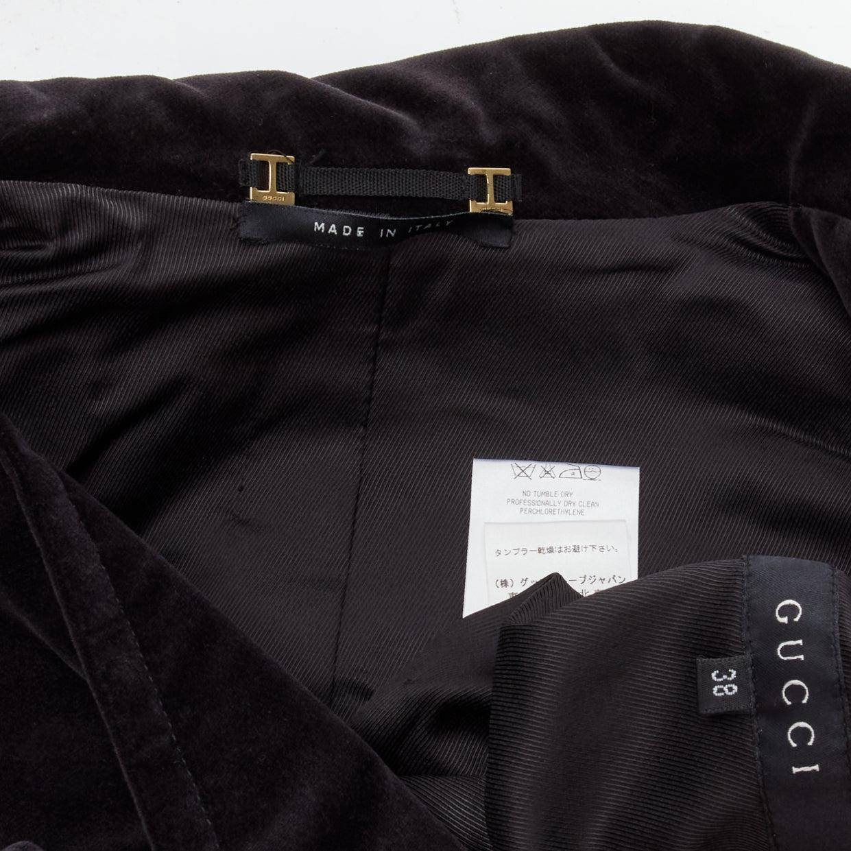 GUCCI TOM FORD Vintage black velour gold eyelet fitteed jacket blazer IT38 XS For Sale 5