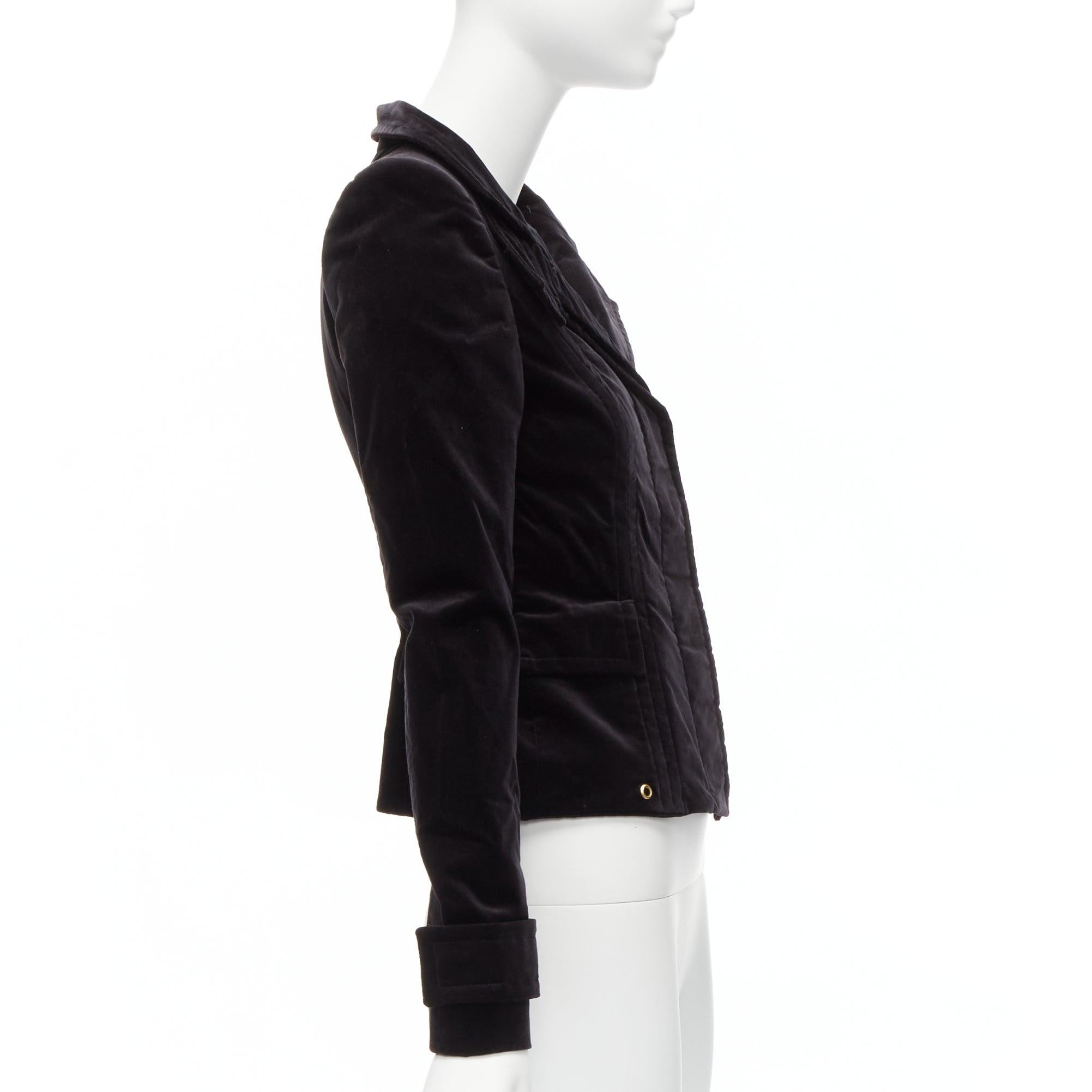 Women's GUCCI TOM FORD Vintage black velour gold eyelet fitteed jacket blazer IT38 XS For Sale