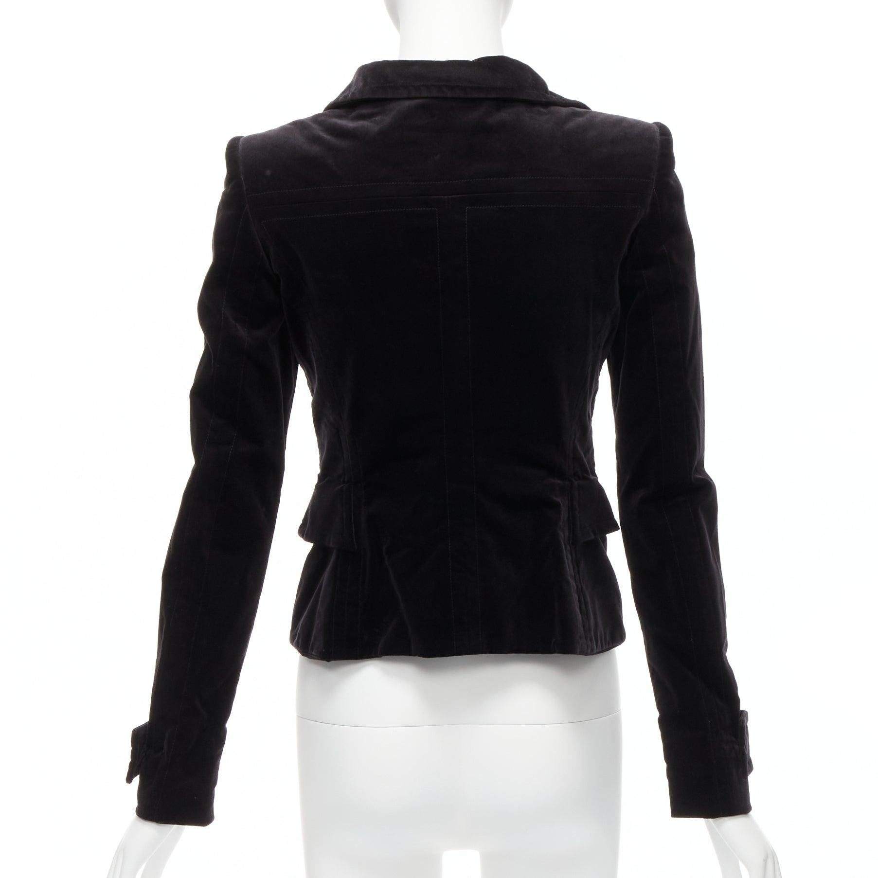 GUCCI TOM FORD Vintage black velour gold eyelet fitteed jacket blazer IT38 XS For Sale 1