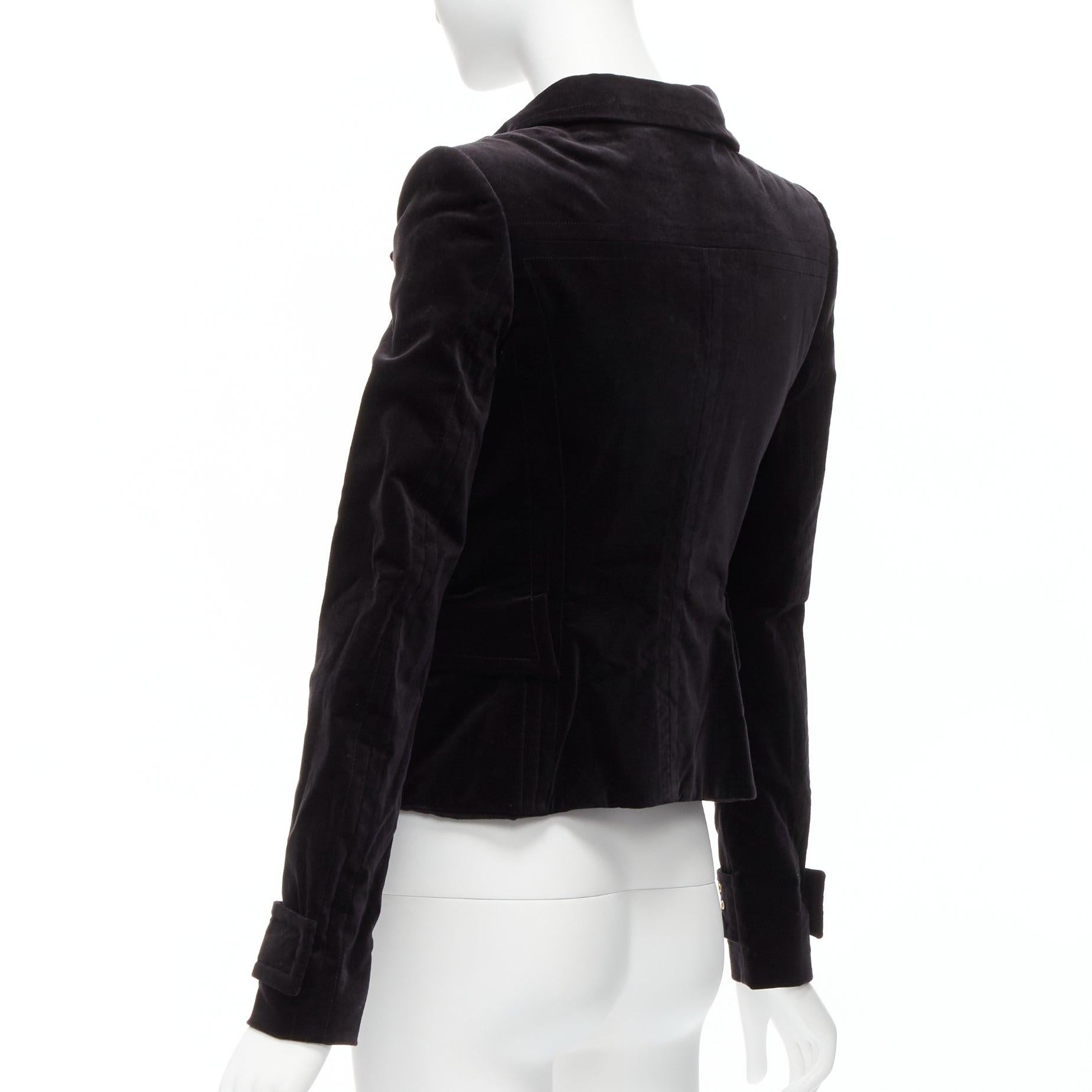 GUCCI TOM FORD Vintage black velour gold eyelet fitteed jacket blazer IT38 XS For Sale 2
