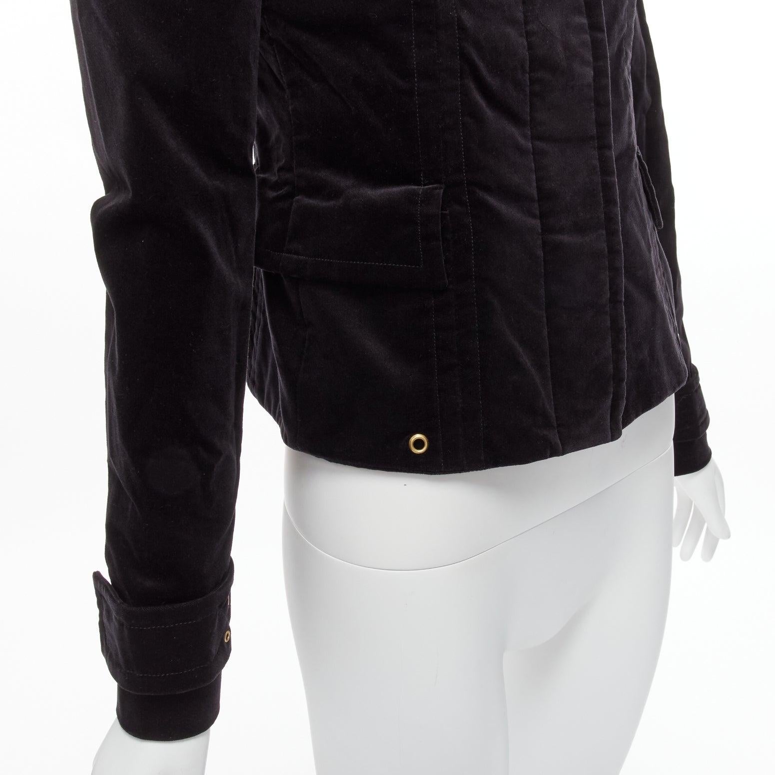 GUCCI TOM FORD Vintage black velour gold eyelet fitteed jacket blazer IT38 XS For Sale 3