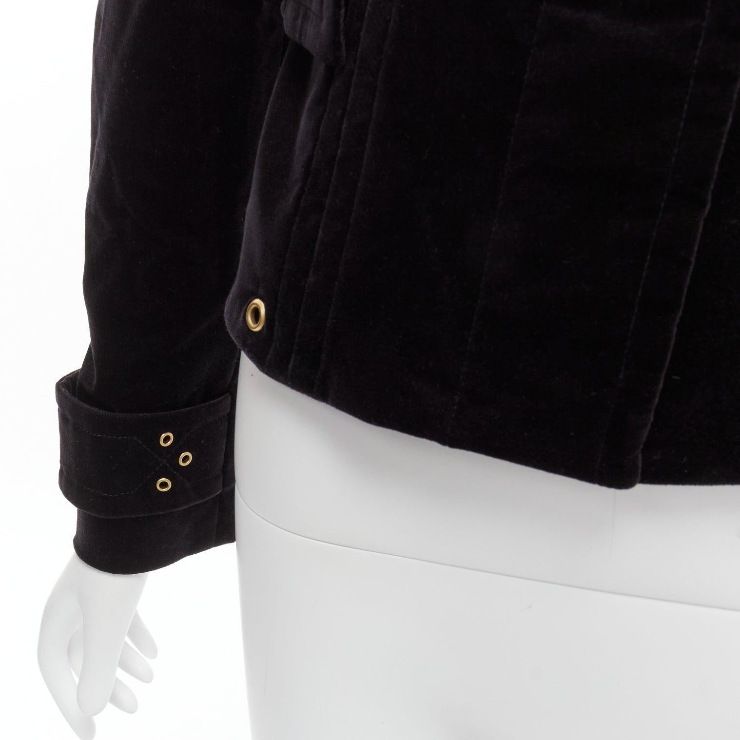GUCCI TOM FORD Vintage black velour gold eyelet fitteed jacket blazer IT38 XS For Sale 4