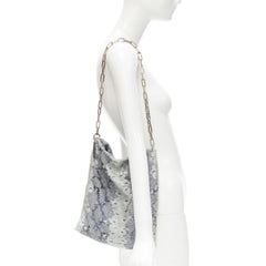 GUCCI TOM FORD Vintage blue grey python bead embellished silver chain bag