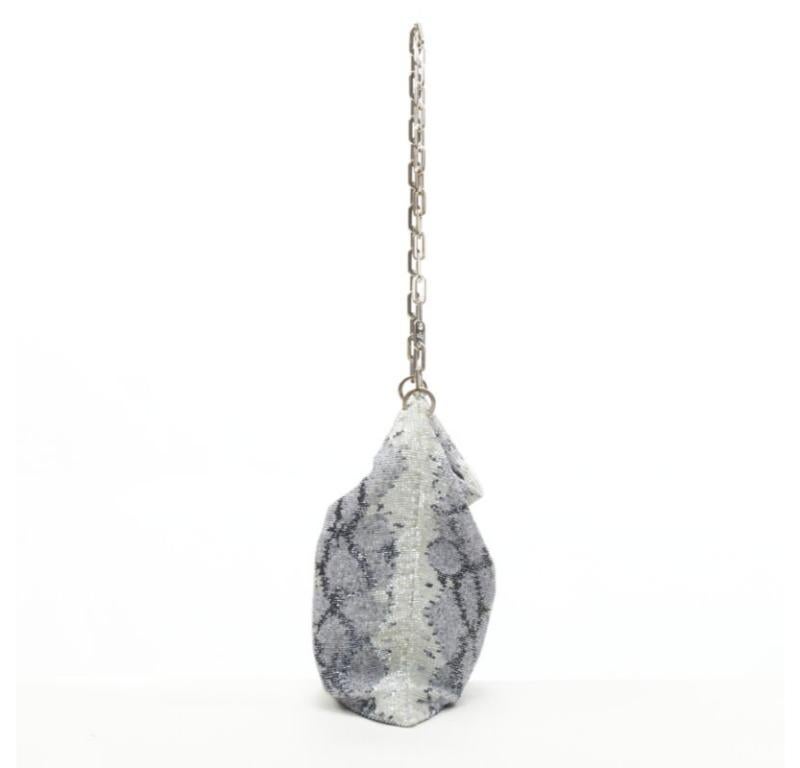 GUCCI TOM FORD Vintage blue grey scaled leather embellished silver chain bag In Excellent Condition For Sale In Hong Kong, NT