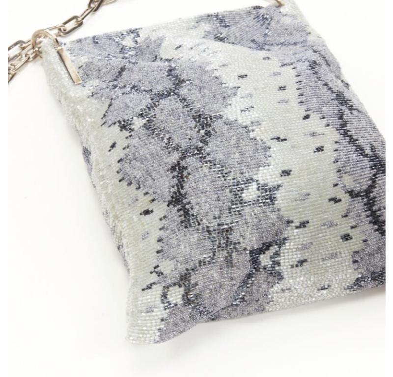 GUCCI TOM FORD Vintage blue grey scaled leather embellished silver chain bag For Sale 2