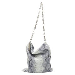 GUCCI TOM FORD Vintage blue grey scaled leather embellished silver chain bag