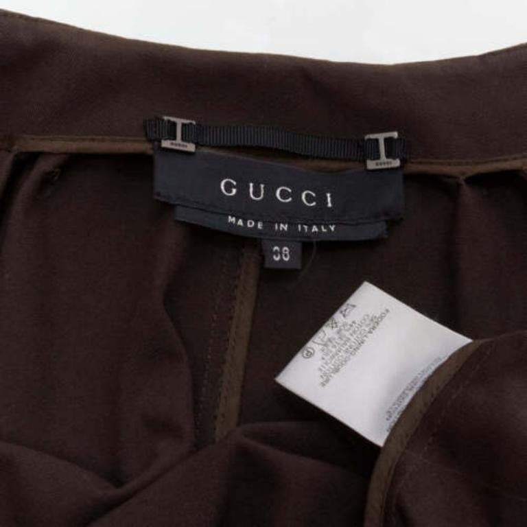 GUCCI Tom Ford Vintage brown cotton silk gathered pleat tie belt jacket IT36 XXS 4